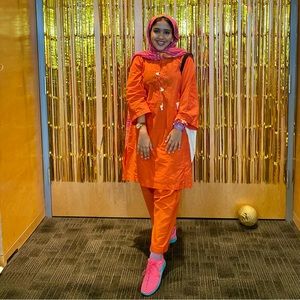 Orange ethnic Pakistani complete dress